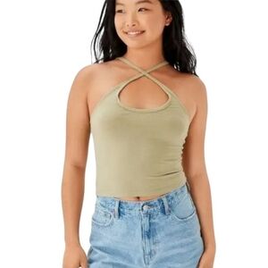 AEO Women's Olive Green Suntwist Convertible Cami Tank Top Size XL